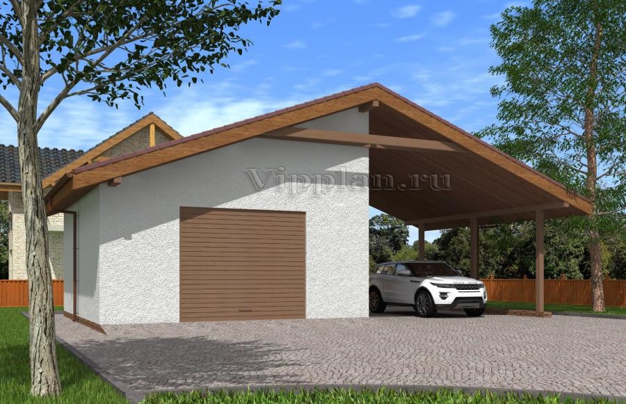 Гараж с подвалом и навесом